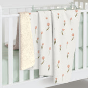 Cozy Floral Sherpa Fleece Blanket, Soft Throw for Home Decor, Perfect Gift for Weddings, Birthdays, Housewarming, Nursery