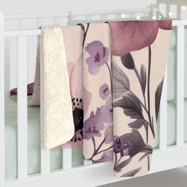 Floral Sherpa Fleece Blanket - Cozy Throw for Home Decor, Gift for Her, Wedding Blanket, Soft Sofa Cover, Nature Vibes