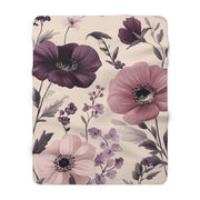 Floral Sherpa Fleece Blanket - Cozy Throw for Home Decor, Gift for Her, Wedding Blanket, Soft Sofa Cover, Nature Vibes