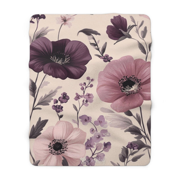 Floral Sherpa Fleece Blanket - Cozy Throw for Home Decor, Gift for Her, Wedding Blanket, Soft Sofa Cover, Nature Vibes