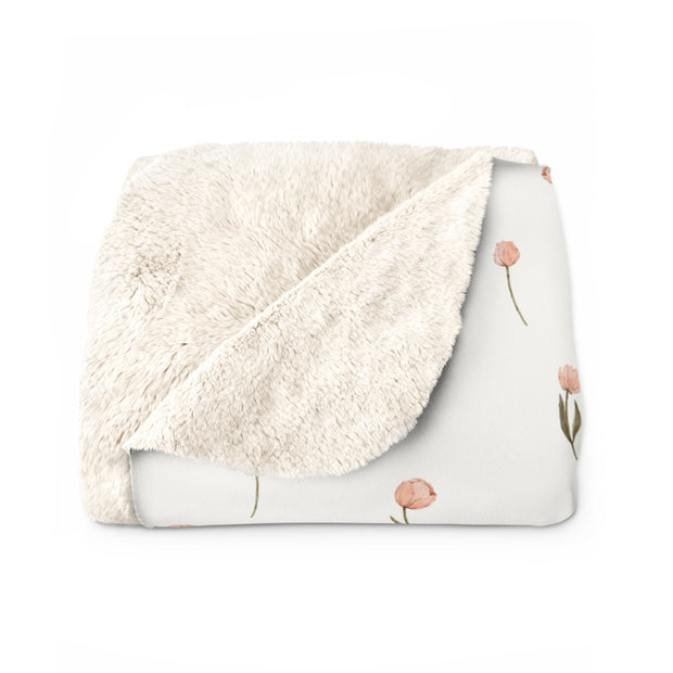 Cozy Floral Sherpa Fleece Blanket, Soft Throw for Home Decor, Perfect Gift for Weddings, Birthdays, Housewarming, Nursery