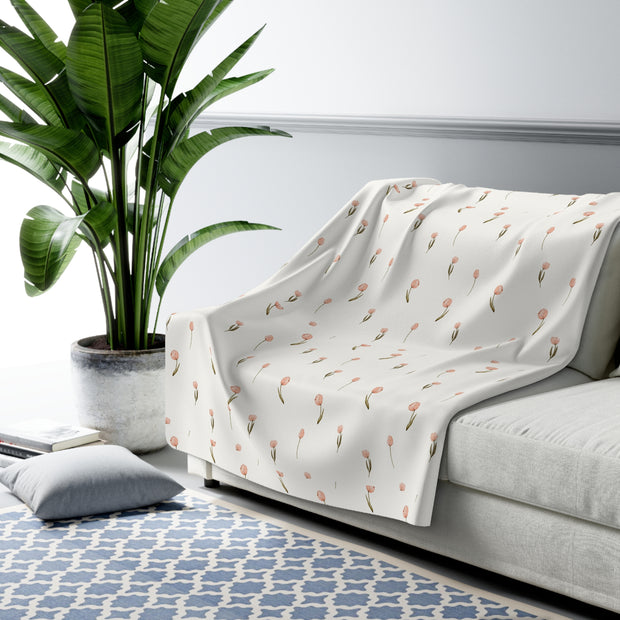 Cozy Floral Sherpa Fleece Blanket, Soft Throw for Home Decor, Perfect Gift for Weddings, Birthdays, Housewarming, Nursery