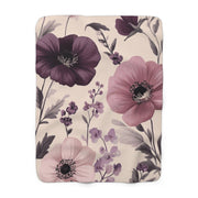 Floral Sherpa Fleece Blanket - Cozy Throw for Home Decor, Gift for Her, Wedding Blanket, Soft Sofa Cover, Nature Vibes