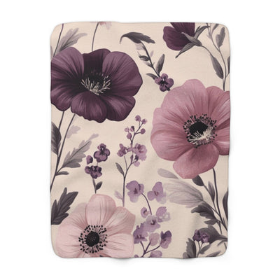 Floral Sherpa Fleece Blanket - Cozy Throw for Home Decor, Gift for Her, Wedding Blanket, Soft Sofa Cover, Nature Vibes