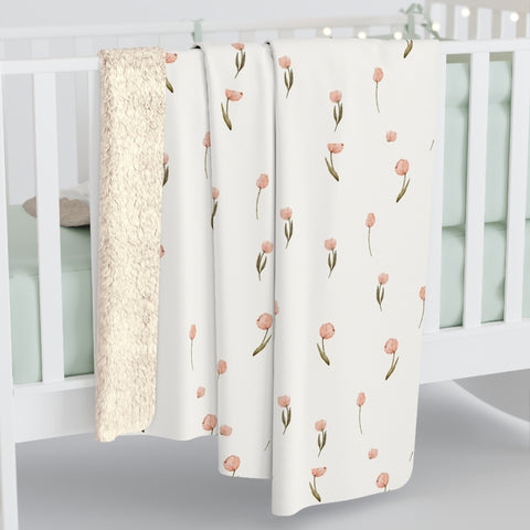 Cozy Floral Sherpa Fleece Blanket, Soft Throw for Home Decor, Perfect Gift for Weddings, Birthdays, Housewarming, Nursery